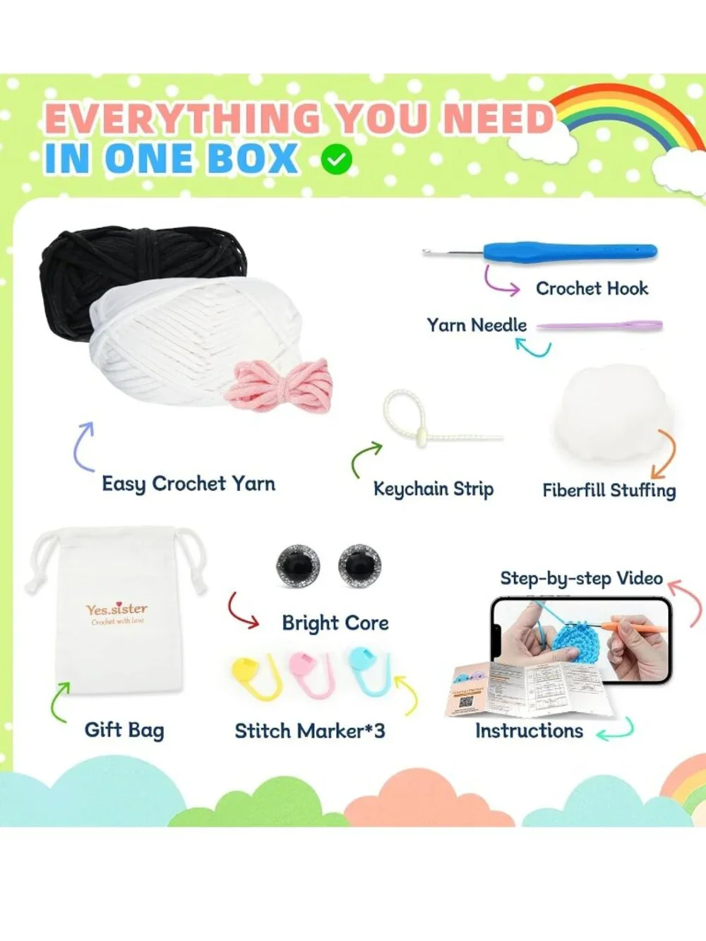 yes.sister! PANDA Amigurumi Crochet Kit DIY Hand-Knitting 6